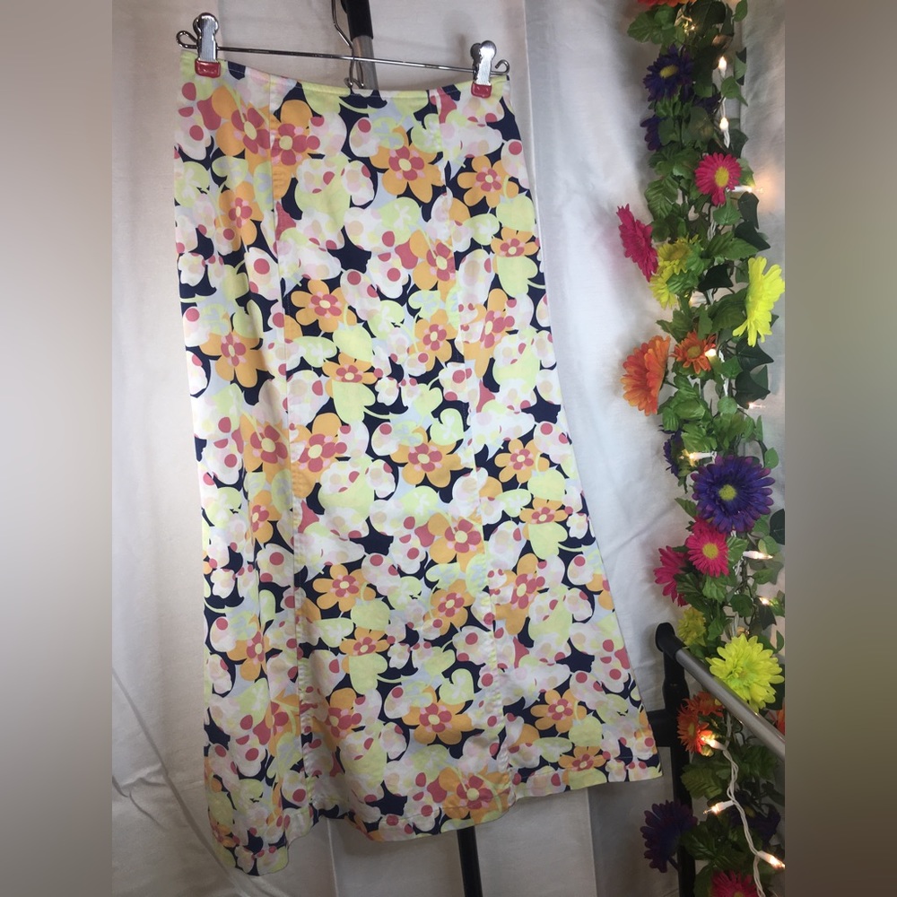 Talbots Petites | Women’s Colorful Floral Pattern Long Skirt